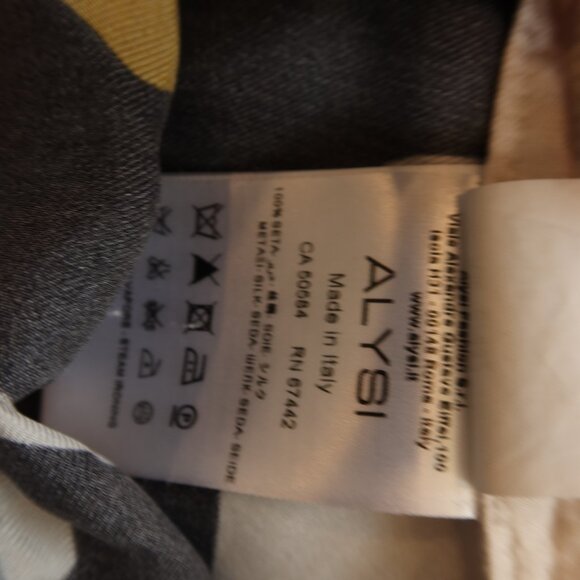 ALYSI 100% silk skirt floral beige black ITALY print fun vacation beachy design - Picture 8 of 9